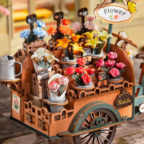 Flower Blossom Cart DIY Miniature 3D Puzzle Kit